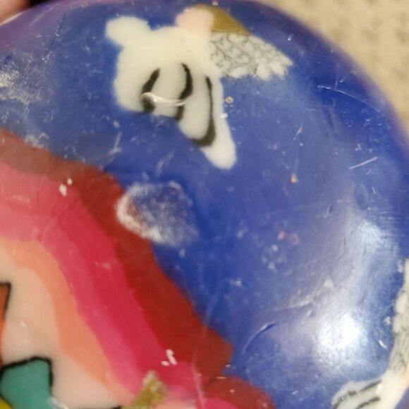 VTG 1990s PTI Ball Candle Angel And Moon Design Blue & Green 3.5" Inch Diameter - Picture 9 of 11